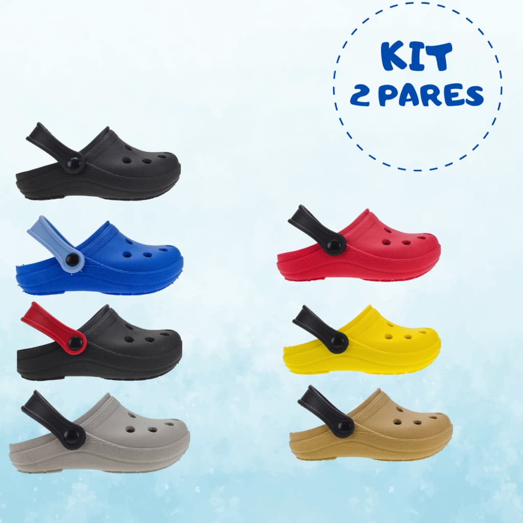 Kits 2 Pares Sandália Babuche Infantil Meninos Cores Variadas Conforto Extremo Leve Macio Resistente