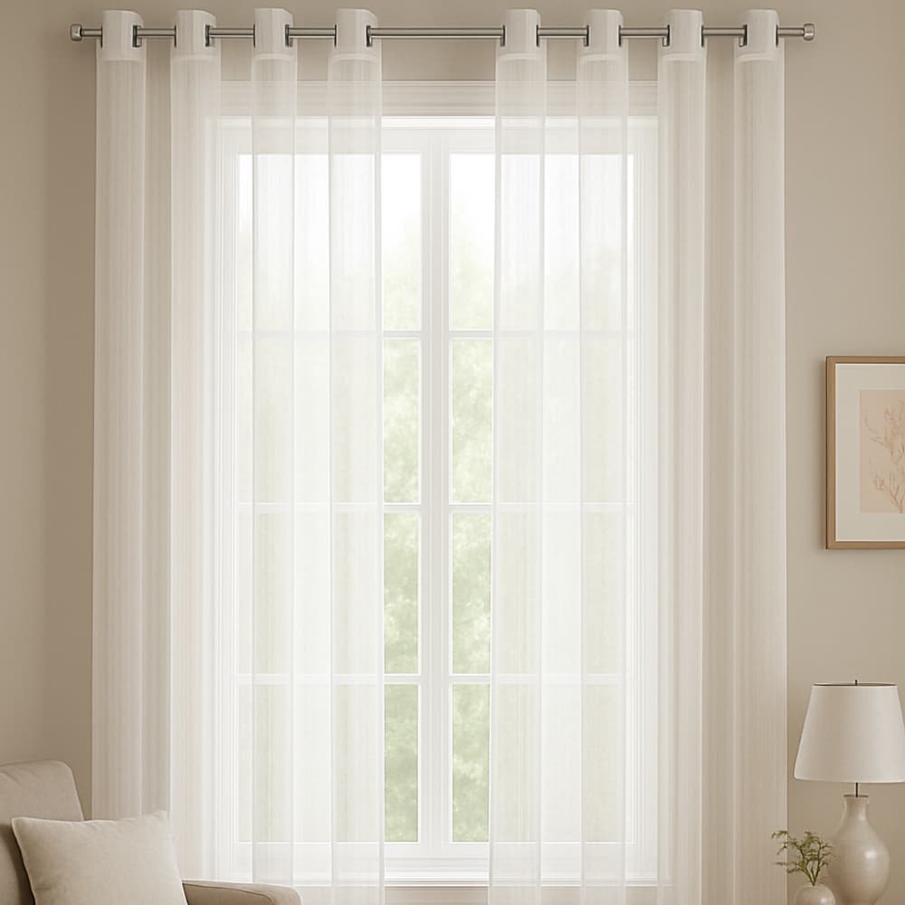 Cortina Voal Transparente para Sala ou Quarto 3,00x2,50 - Branco
