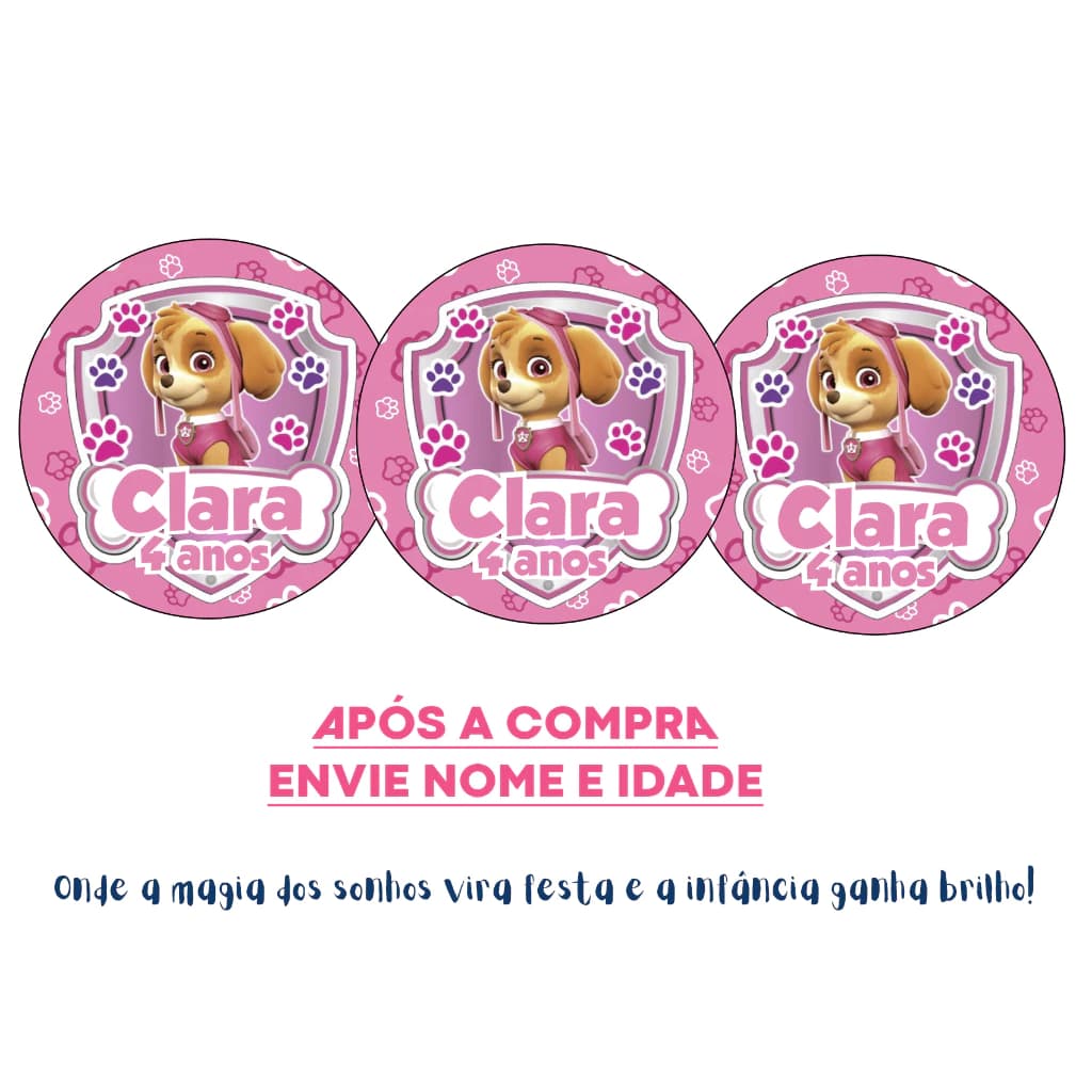 Adesivos Personalizados 5x5 Skye Patrulha Canina  - Fazemos qualquer tema Adesivos Para Festas