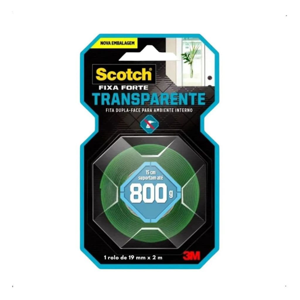 Fita Dupla Face Extraforte Para Superfícies Lisas Até 800g Scotch Transparente