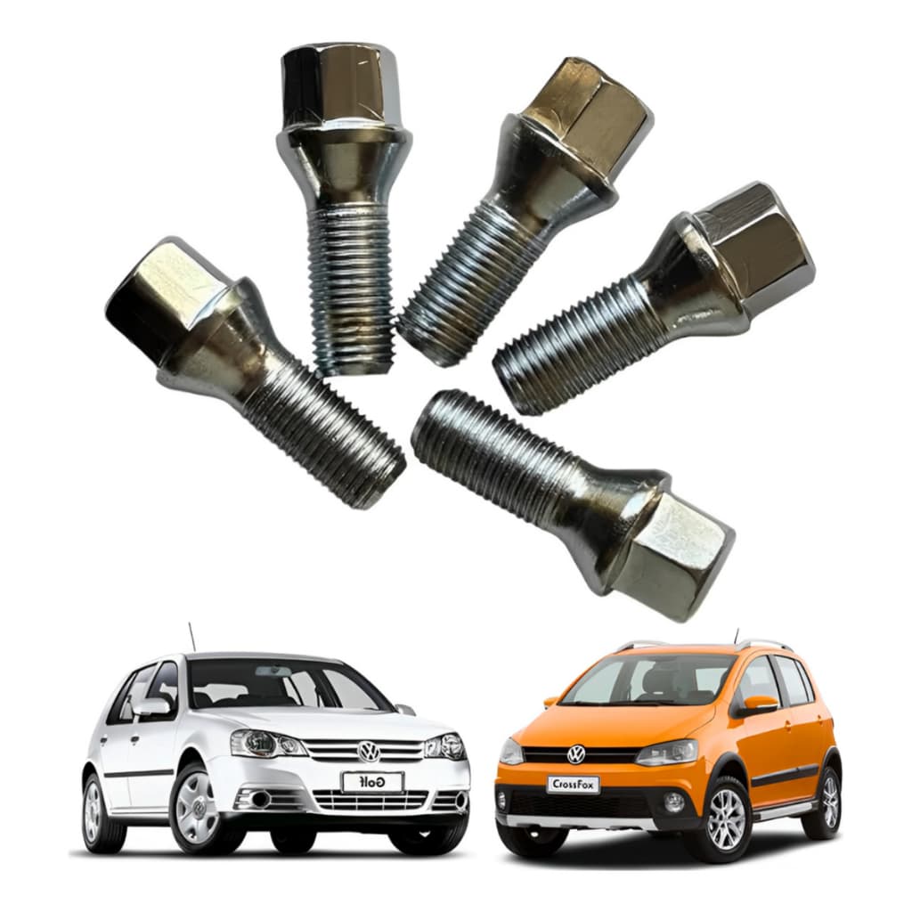 Parafuso Roda Golf Fox Polo Virtus Jetta Cromado 5 Pçs