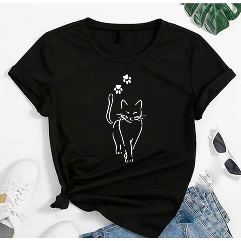 T-shirt Blusa Linda Patas Cat Pet Gato Camiseta Feminina Camisa