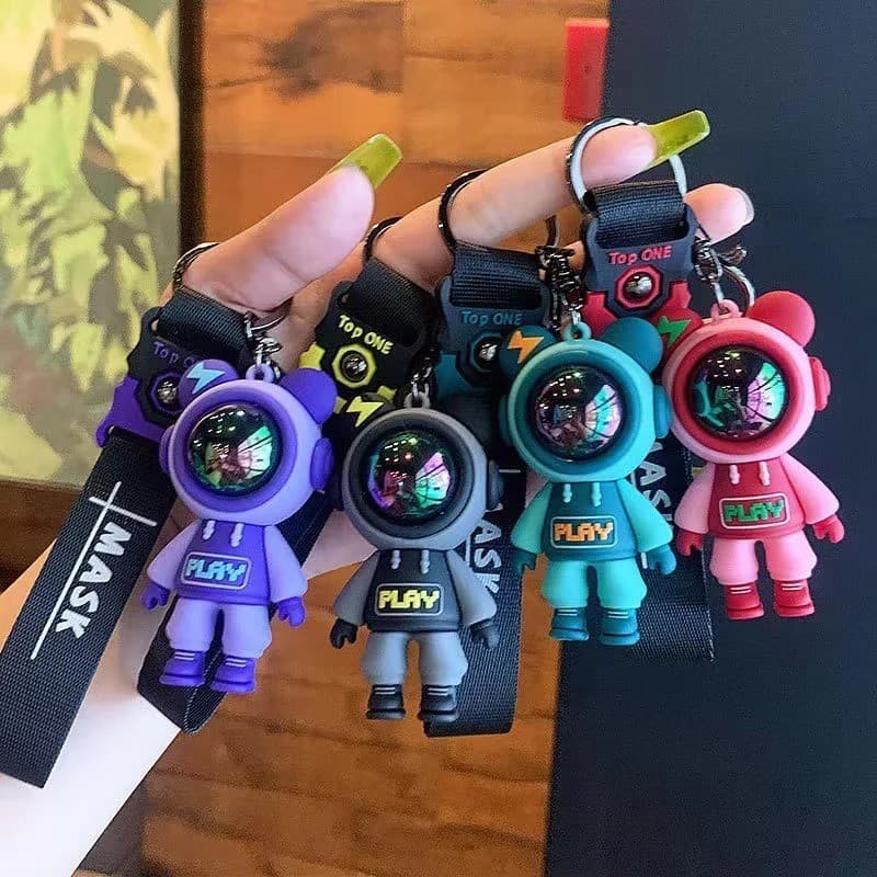 Chaveiro Astronauta Lightning Bear | Boneca Espaço Pingente Mochila Bolsa Presente Casal