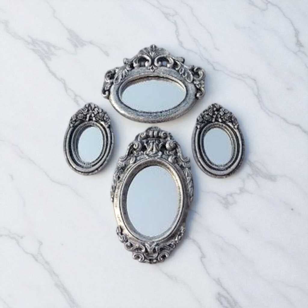Espelhos decorativos, kit 4 peças ou uma unidade na cor prata envelhecido
