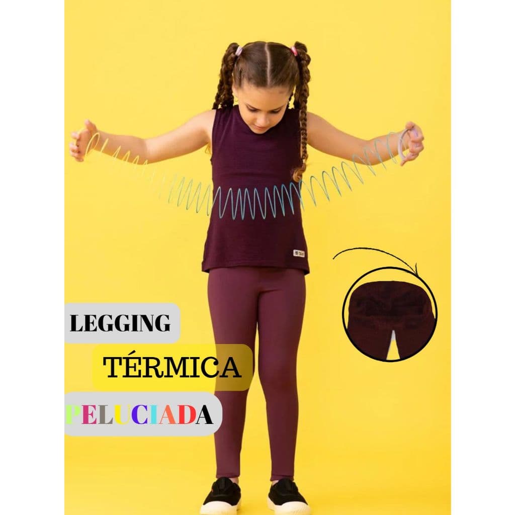 Legging Flanelada INFANTIL peluciada por dentro, legging JUVENIL térmica cintura alta ideal para DIA A DIA