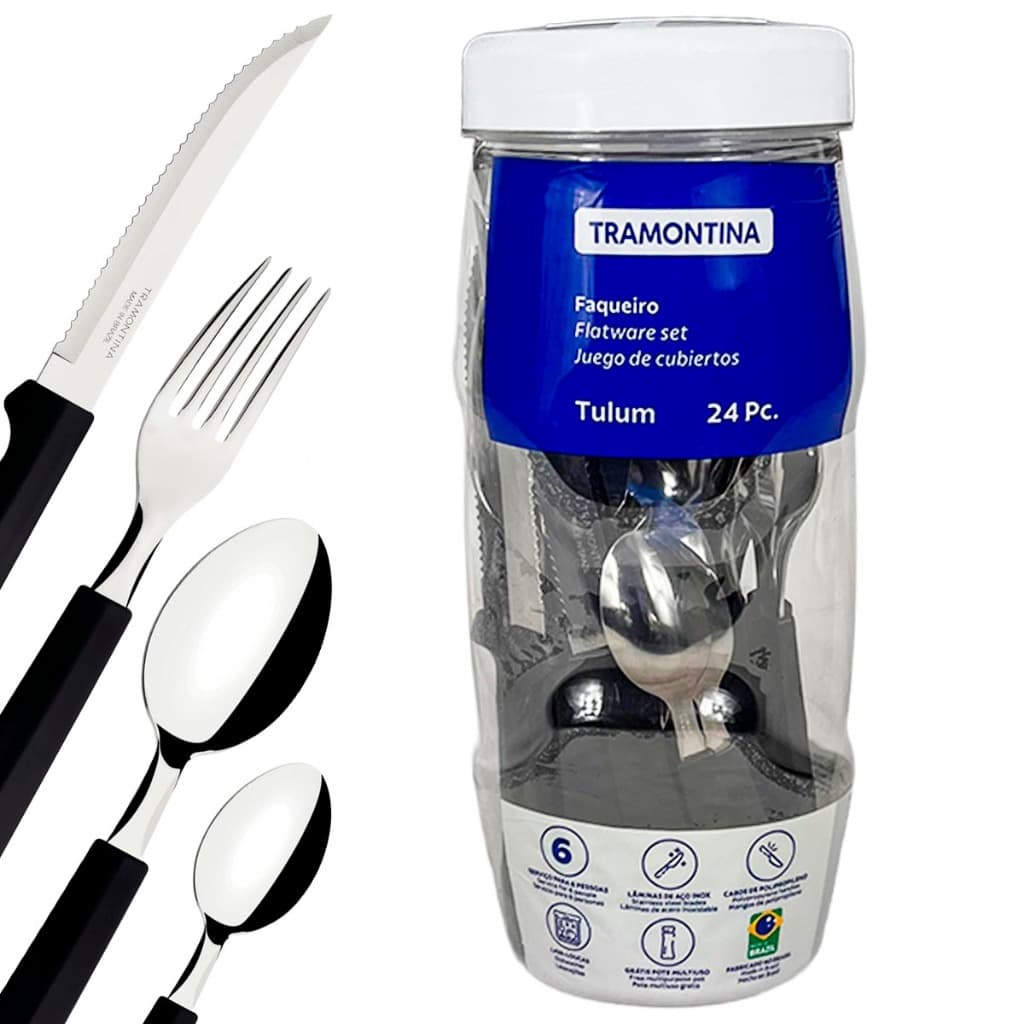 Faqueiro Tramontina Tulum 24 Peças Aço Inox Preto
