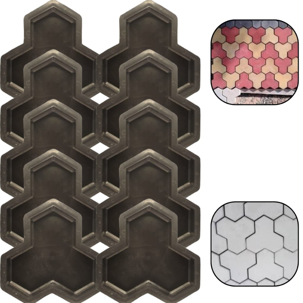 Kit c 10 Forma Matriz Plastico p Bloco Rua Calçada Bloquete Triangular 3 Pontas 23x23x6 Tamanho Médio