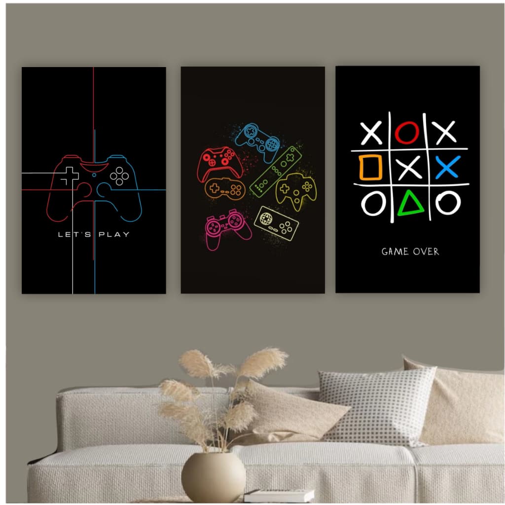 Quadro decorativo gamer jogos ps4 playstation jogador decoração para quarto de menino games controle