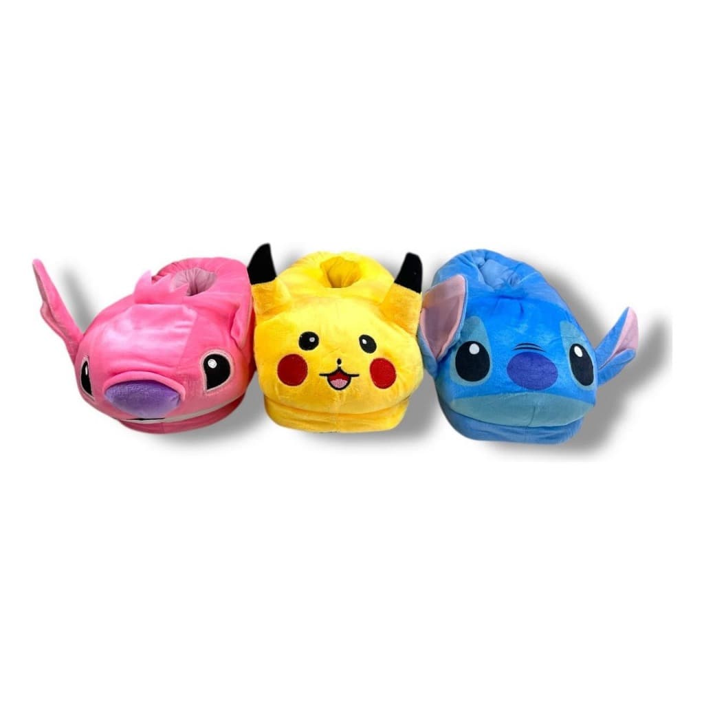 Pantufa de personagens - Pikachu, Stitch e Angel.