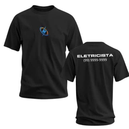 Camiseta/Camisa Eletricista Customizável com o Seu Telefone. T-Shirt 100% Algodão Malha Leve Uniforme