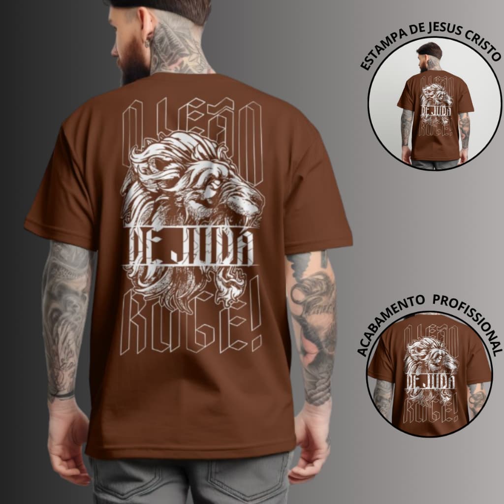 Camiseta Jesus Oversized Streetwear Unisex Leão De Juda  Blusa Over Cristã Jesus Camisa Estilosa
