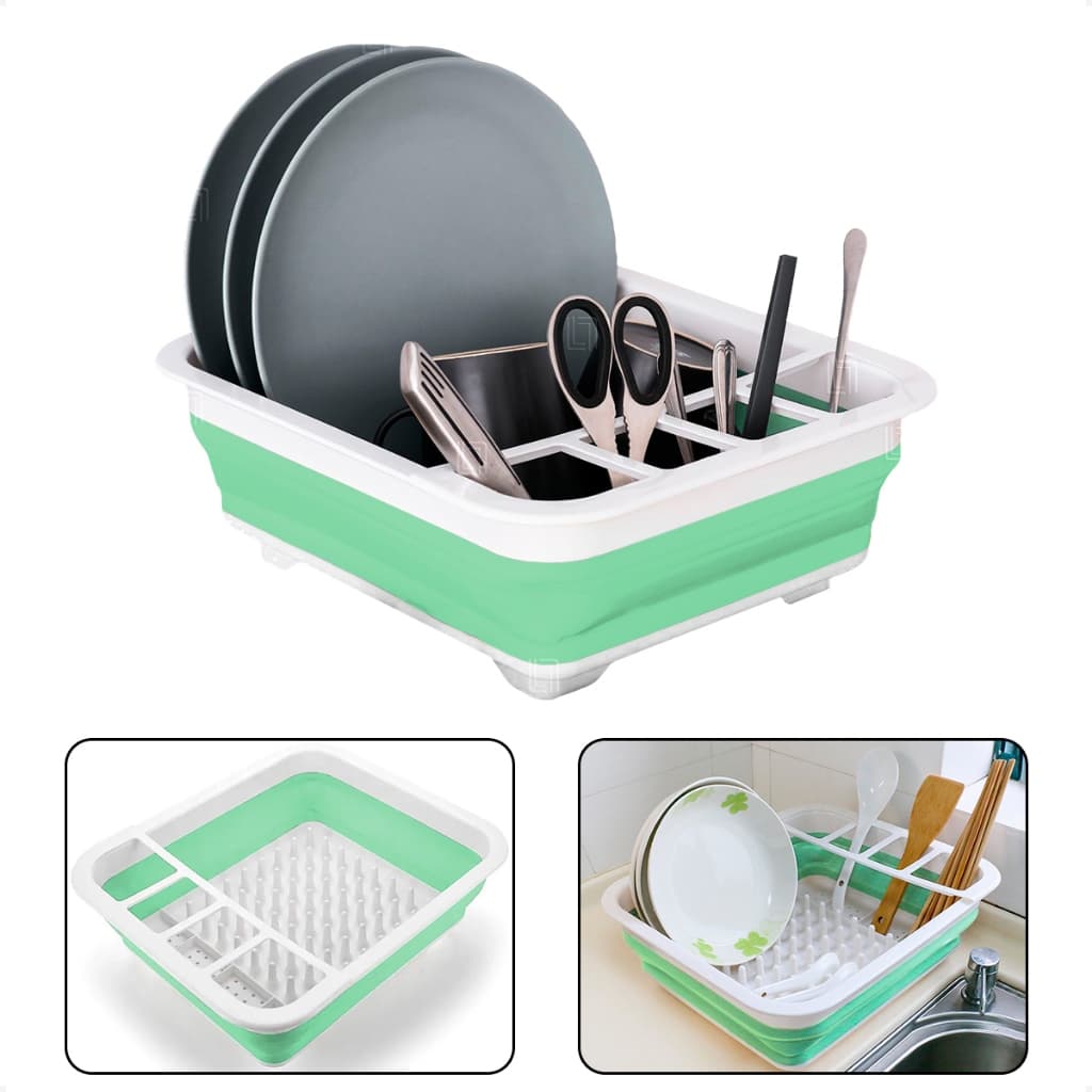 Escorredor De Louças Dobravel Em Silicone Para Cozinha Pratos Talheres Copos Retratil