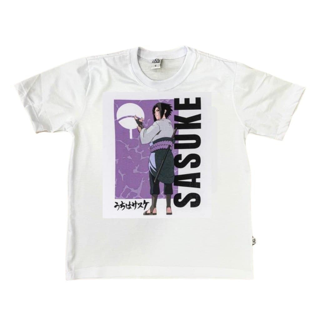 Camiseta tema Sasuke Naruto infantil e adulto