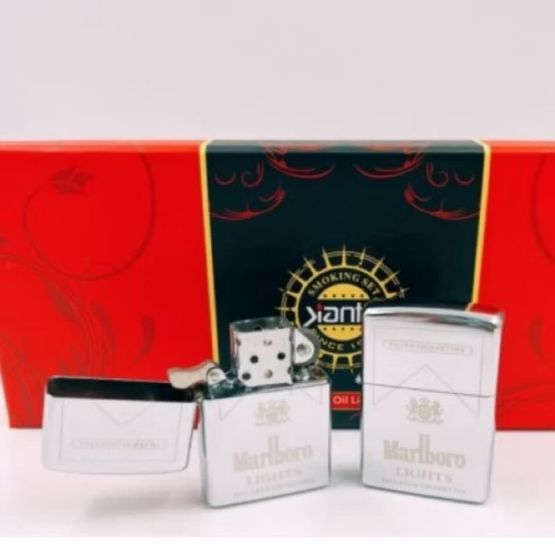 Isqueiro Estilo Zippo Marlb Prata Metálico de Coleção – Descarregado