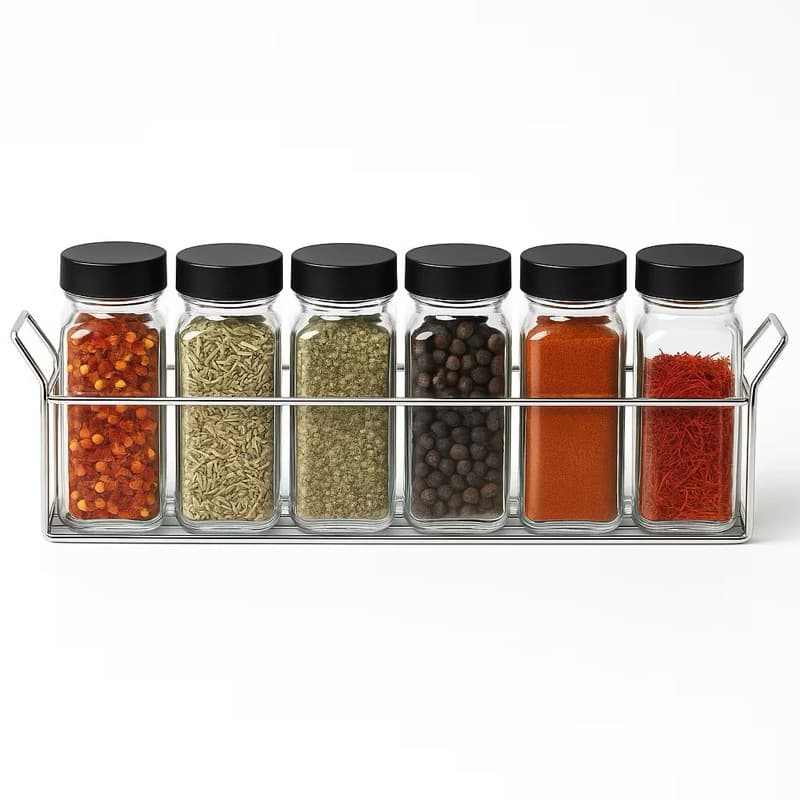 Kit 12,6 Potes De Vidro Porta Tempero e Condimentos +Suporte Para Temperos Aço Inox
