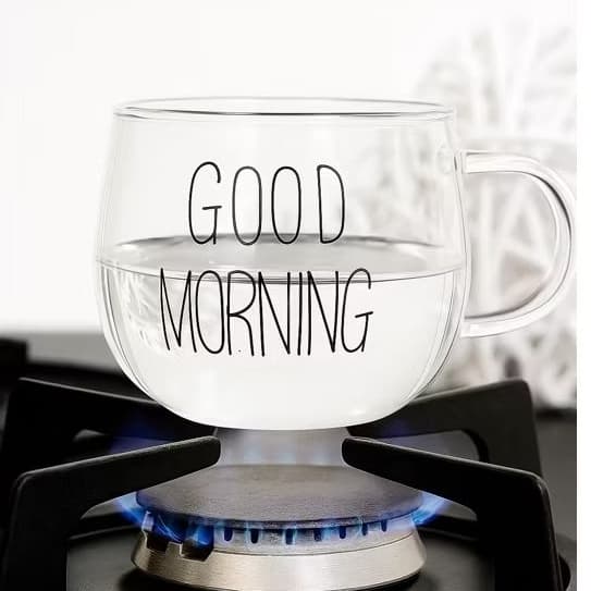 Caneca Good Morning 400 ml - Vidro Borossilicato original |Campeã de vendas |Premium | Frete Grátis + Pronta Entrega