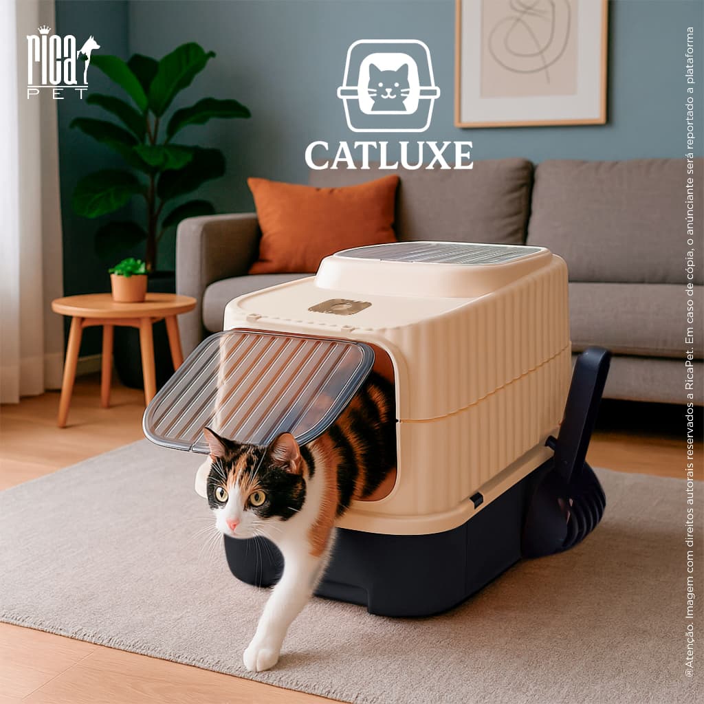 Ricapet Banheiro Fechado Sanitário Caixa de areia Para Gatos Anti-Odor com pázinha CatLuxe
