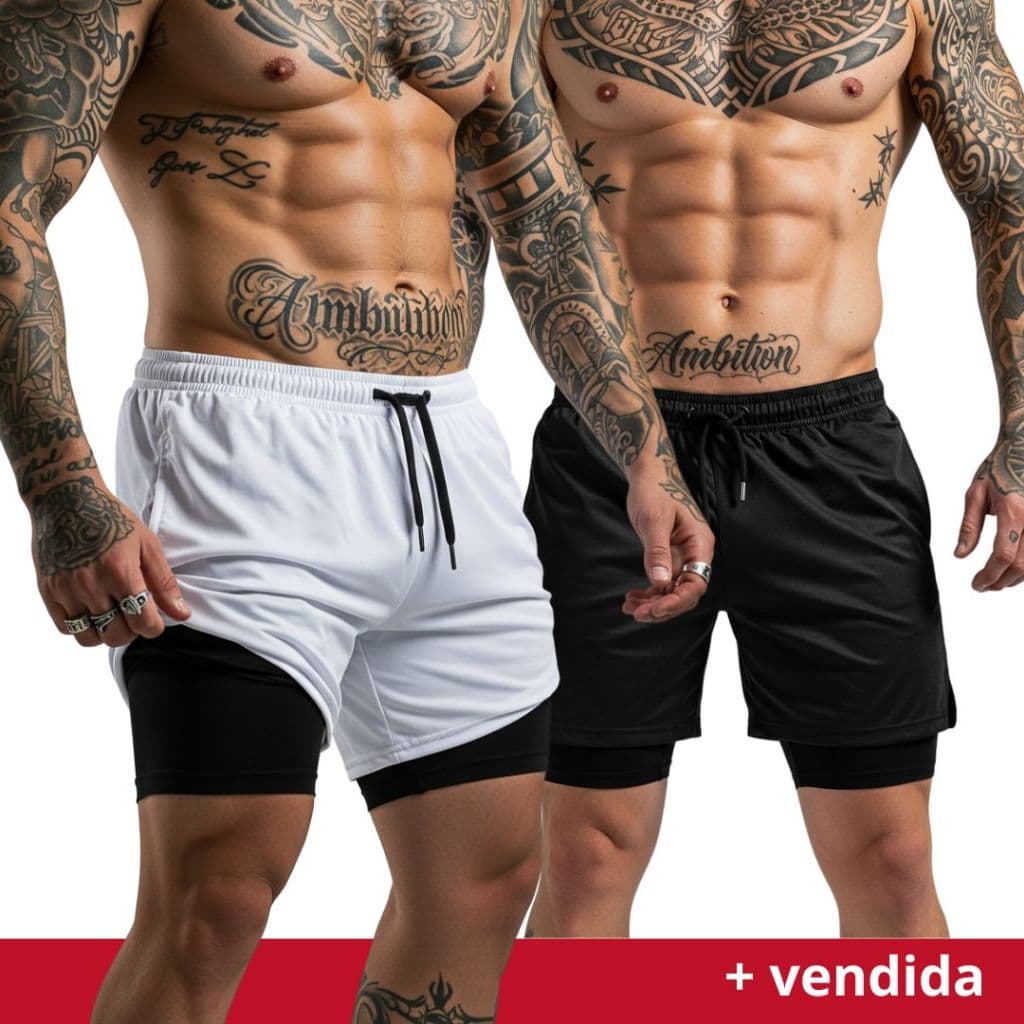 Kit 2 Shorts 2 Em 1 Masculino Com Bolso Interno Para Celular