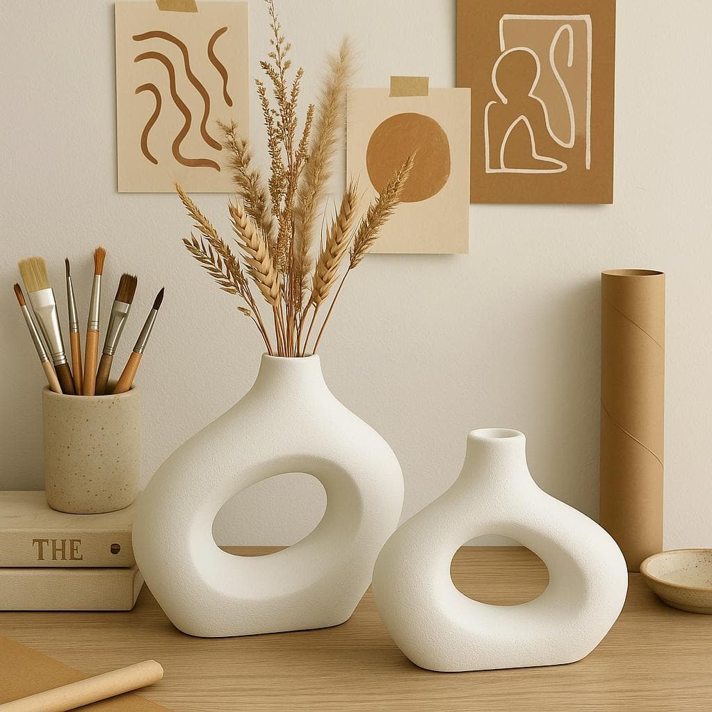 Kit de Vaso Elba Minimalista Nórdico Decorativo Abstrato 2p Top