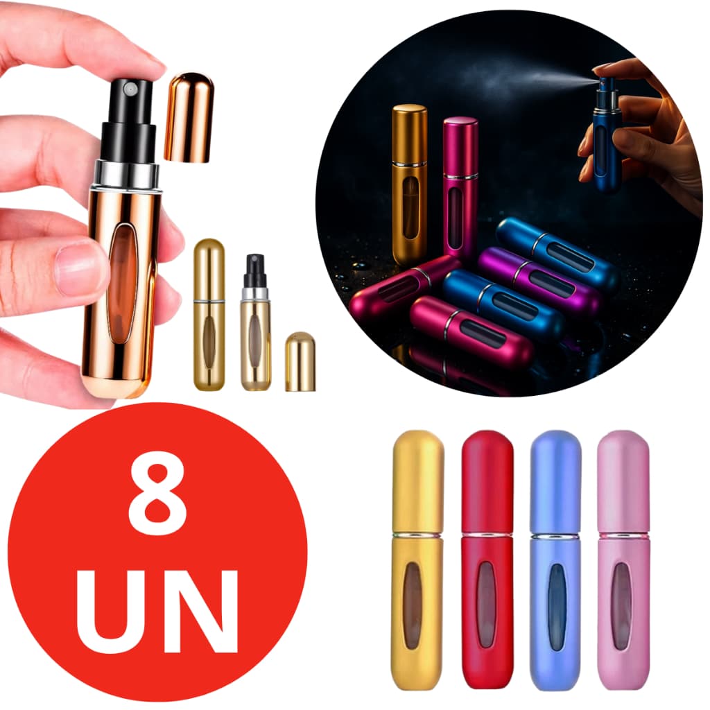 Frasco De Spray Porta Perfume 5Ml De Alumínio Recarregável Portátil Viajem