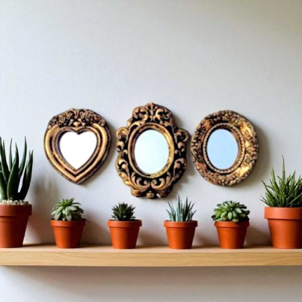 Três Espelhos Ouro Velho para Decoração Interna, Opção de cores disponíveis