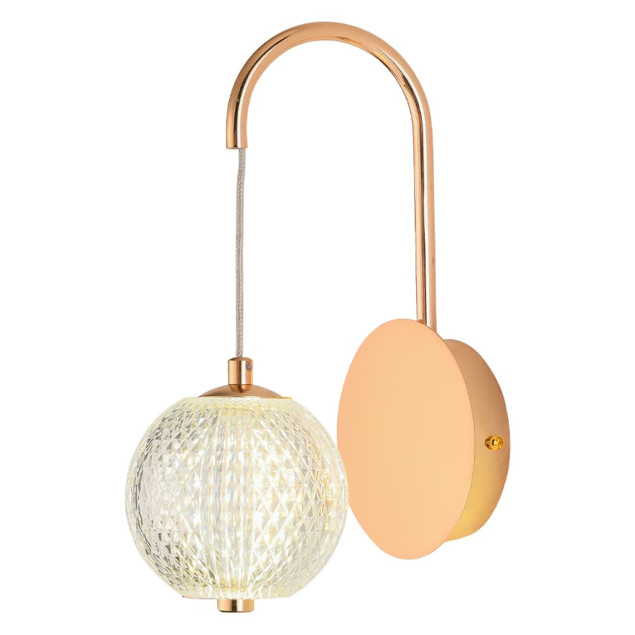 Arandela LED Esfera Acrílica Cabeceira Quarto Sala 5W 3em1