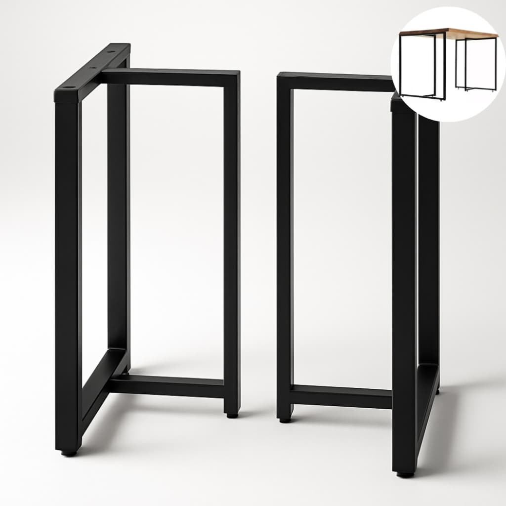 2 Bases Modelo T 75x58 Em Aço Preto Pé Para Móveis Mesas Gamer e Estação de Trabalho e Jantar