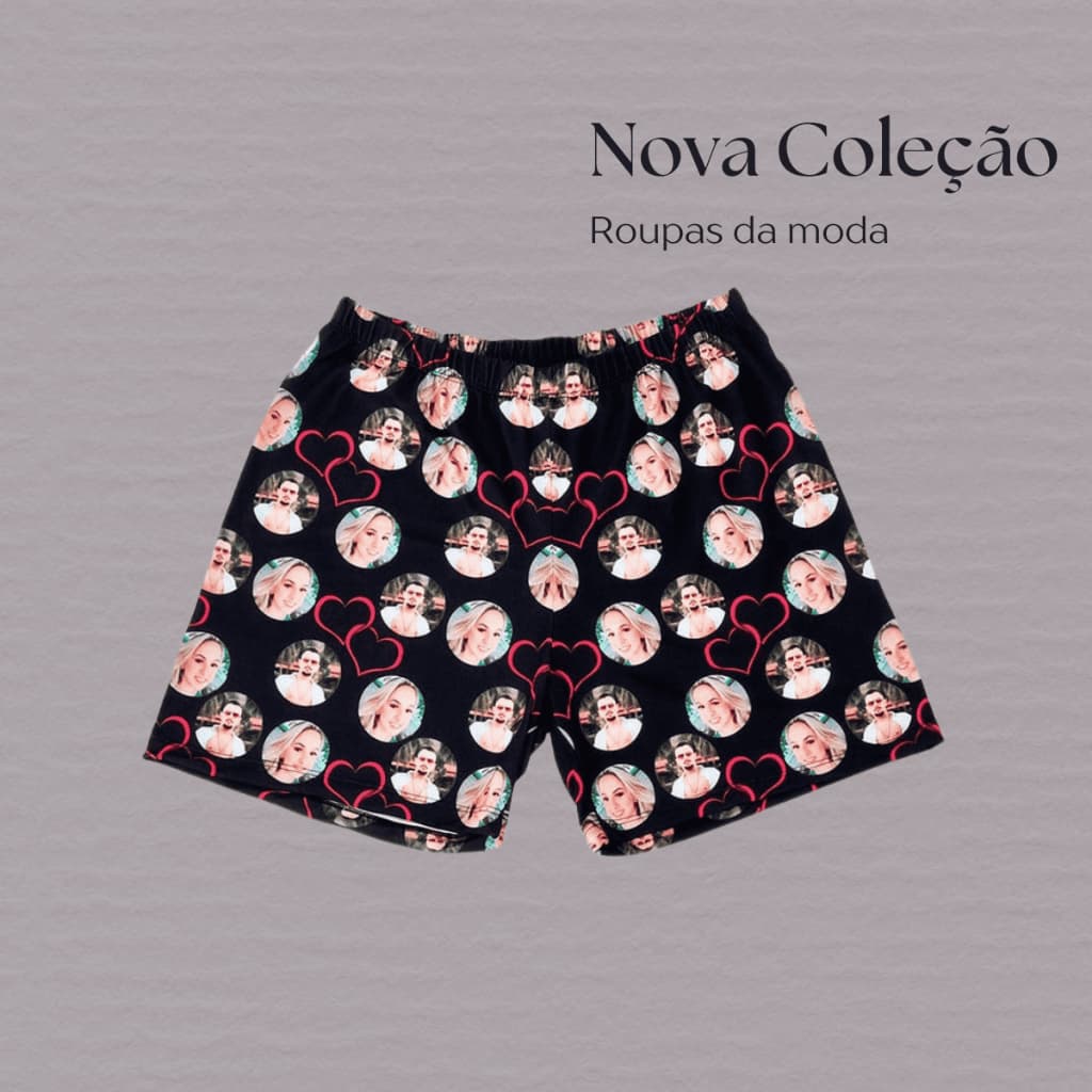 Short Masculino Personalizado C/ Foto Confortável P/ Dormir