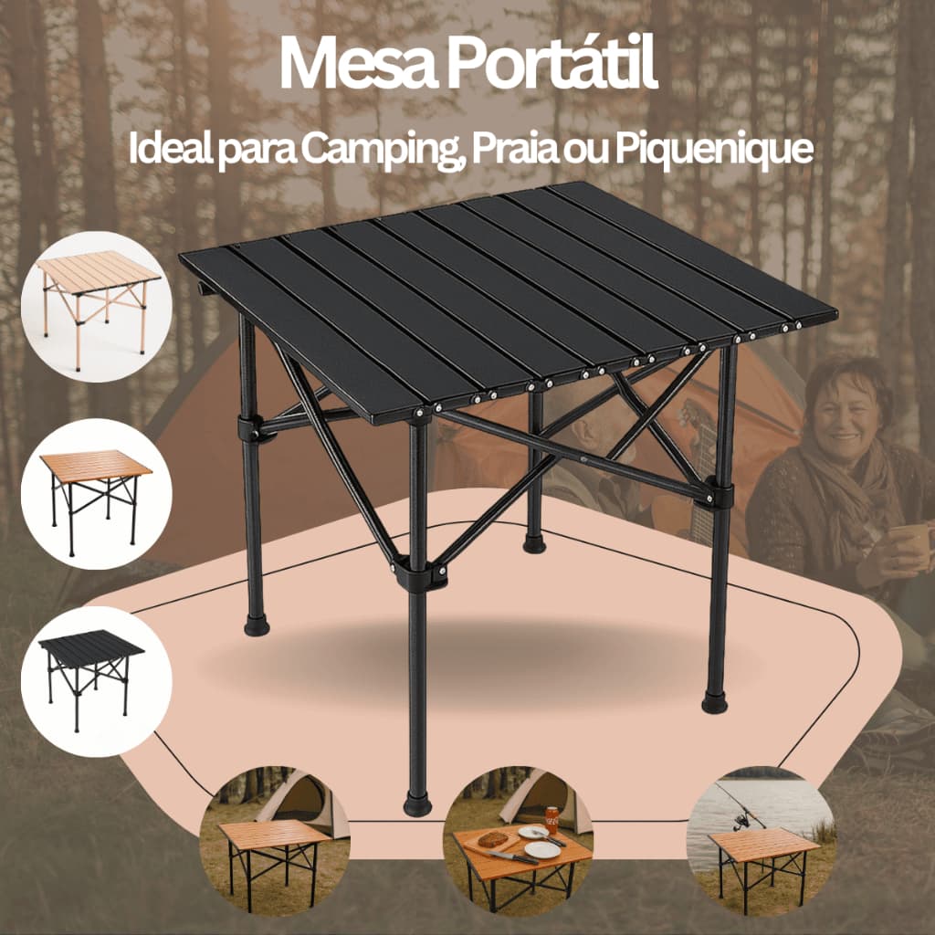 Mesa dobrável de liga de alumínio 53 * 51 * 50cm Mesa portátil para churrasco ao ar livre Mesa de praia para acampamento