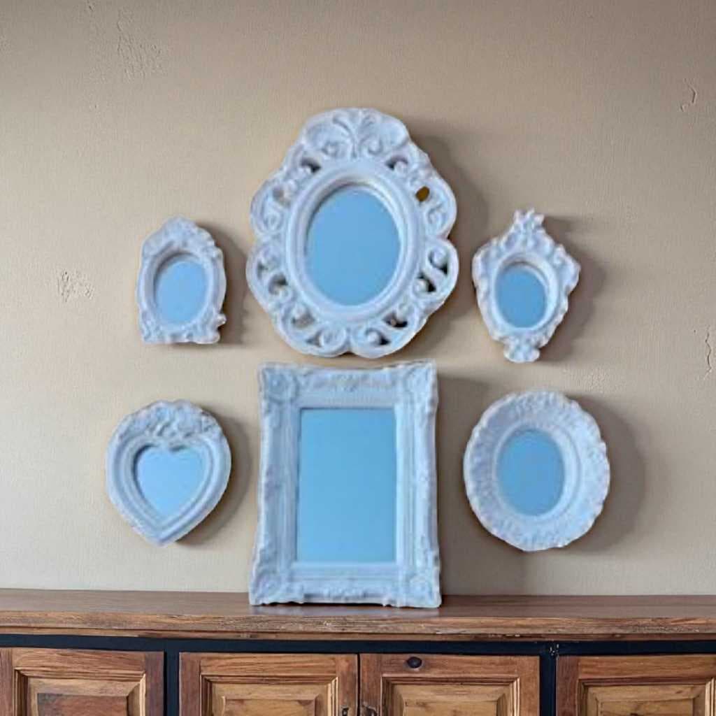 Conjunto de Espelhos na cor Branco, Kit Variados, Decoração para Parede
