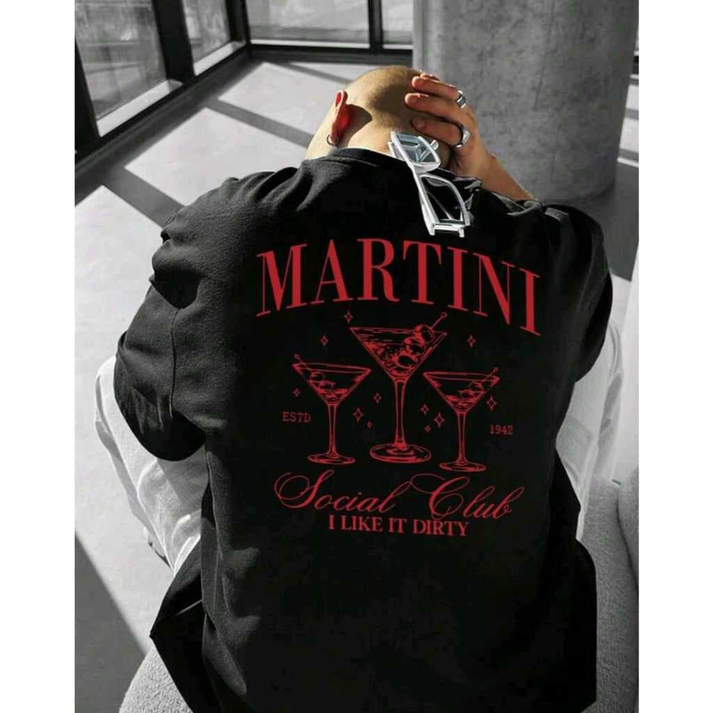 POLARBEAR Camiseta Básica Estilosa Estampada Martini Algodão 30.1