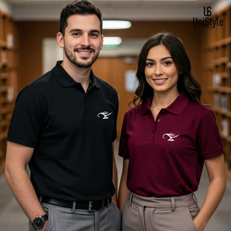 Camisa Gola Polo Enfermagem Profissões Unissex e Baby Look Emblema em Malha Piquet Premium