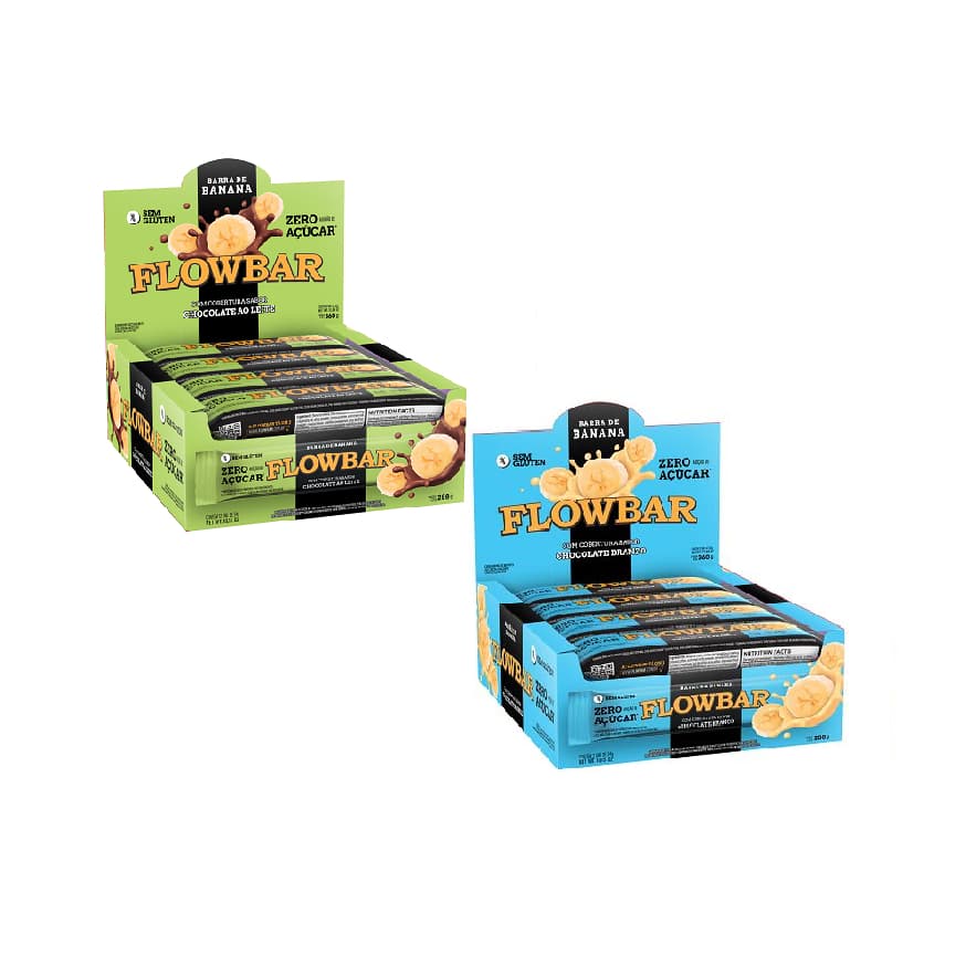 BARRINHA DE BANANA COM CHOCOLATE ZERO FLOWBAR 24G - CX 24 UN