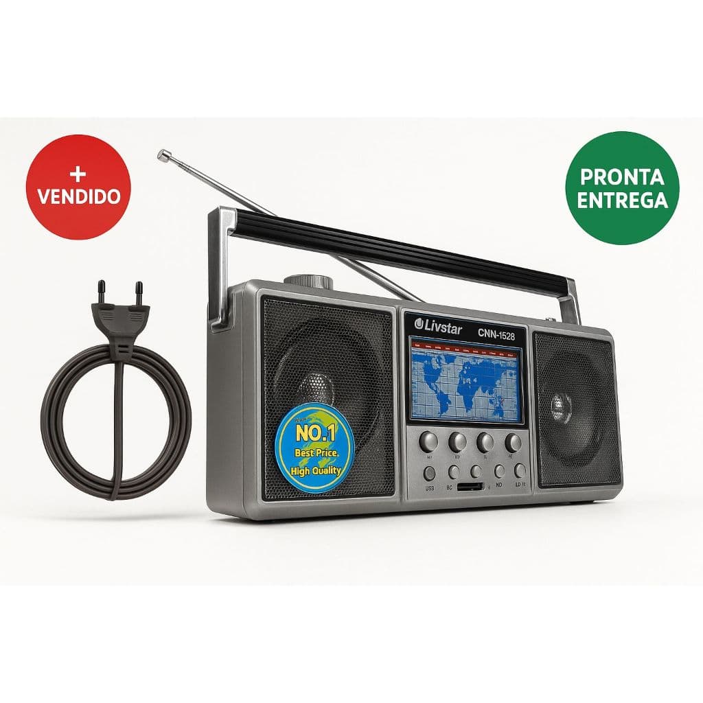 Rádio Retrô Modelo antigo Multibandas Portátil 11 Faixas Am Fm MP3 USB Cartão Bivolt