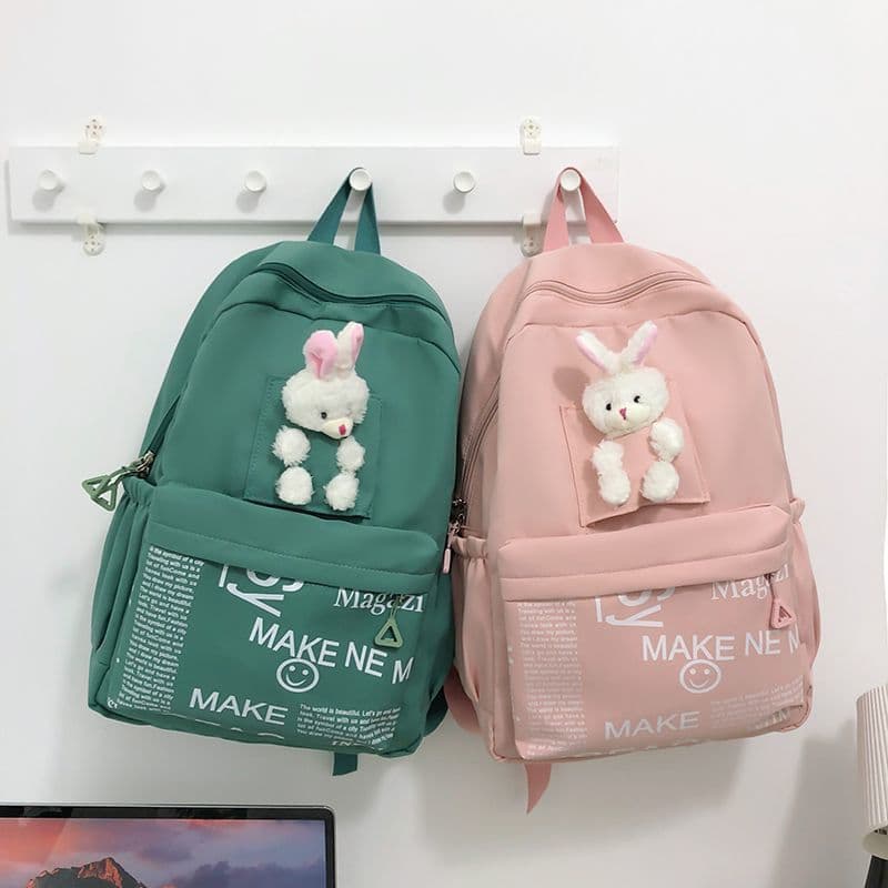 Mochila Feminina à Prova d’Água com Coelhinho | Estilo Fofo e Grande Capacidade