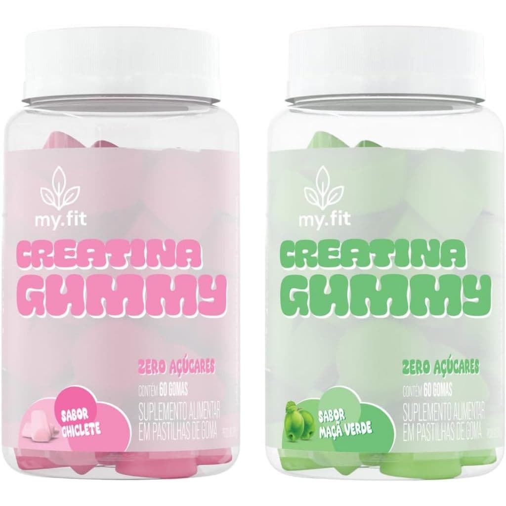 Kit 2x Creatina Gummy, Sabor Chiclete e Maçã Verde (120 Gomas) 3g de Creatina por Dose - My Fit