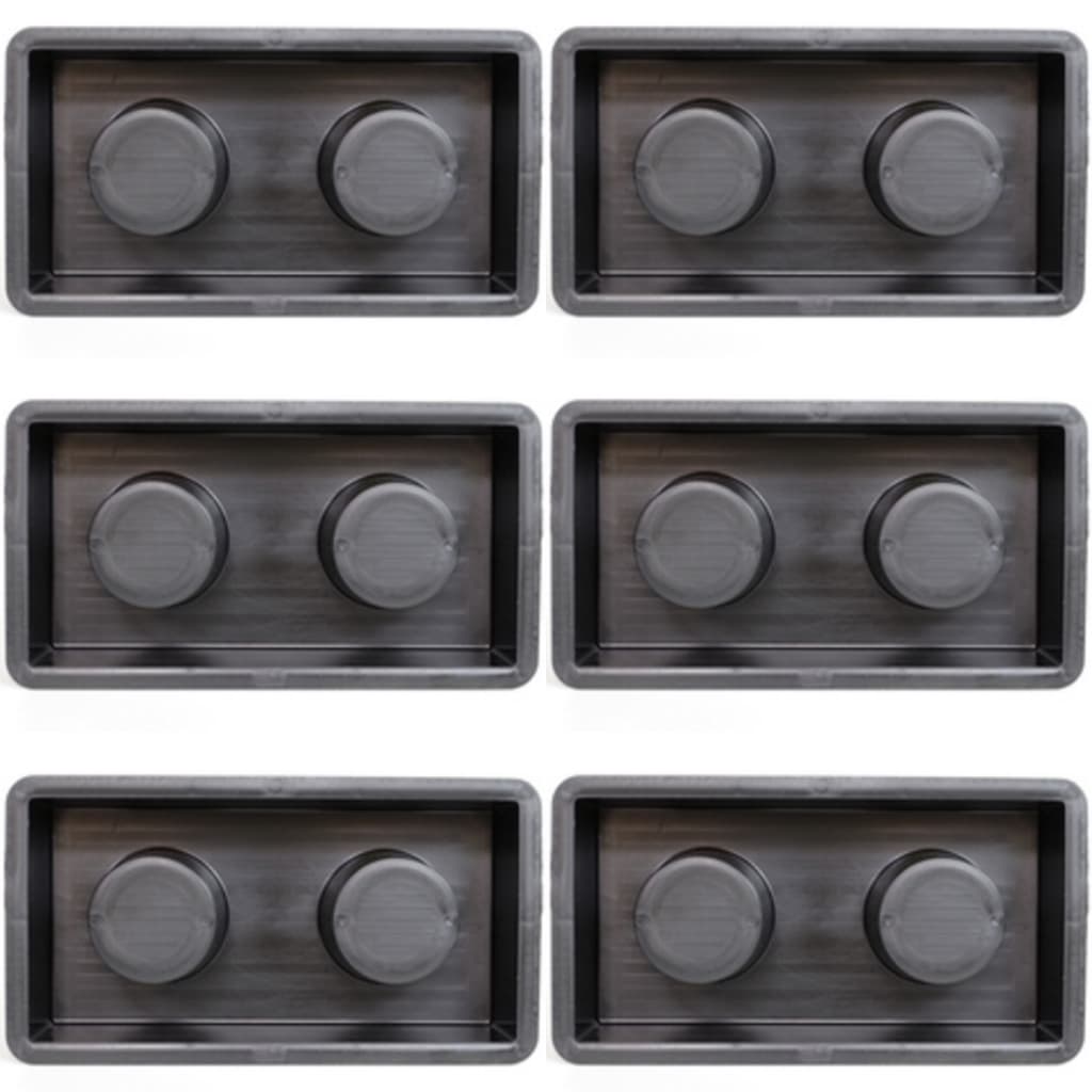 Kit c 6 Base Molde Concretado p Bloco Tijolo Muro Erguer Facil Uso 30x15x8 Tipo 2 Furos Ecológico