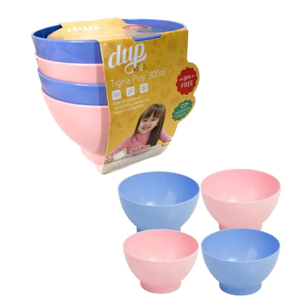 Kit 4 Tigelas de Sobremesa 300ml Cada DUP – Pratinho Bowl Tigelinha Prato Colorido