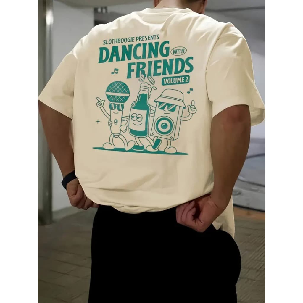 Camiseta Algodão Adulto Infantil Plus Size Dancing Friends Microfone Som Bar Streetwear Moda Premium