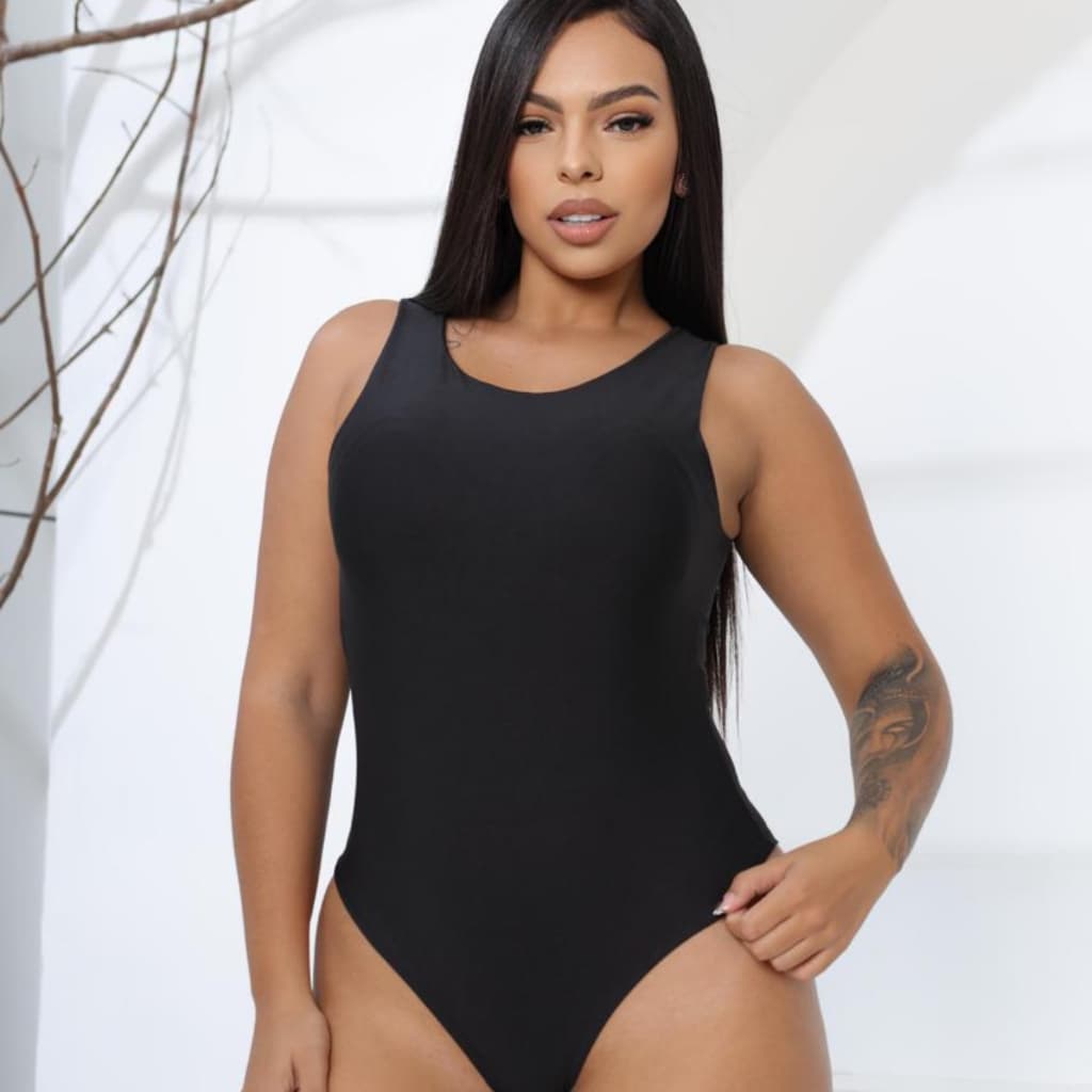 Body Feminino Regata Básica Collant Com Bojo Suplex