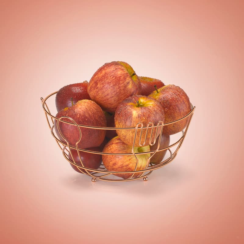 Fruteira De Mesa Cobre Rose Gold Line Redonda Arthi