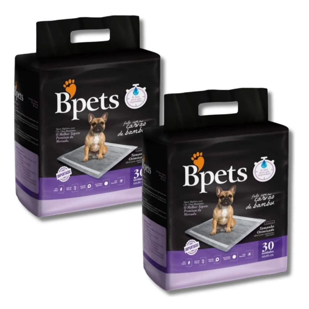 Kit Tapete Higiênico Bpets Carvão de Bambu para Cães 30 unidades