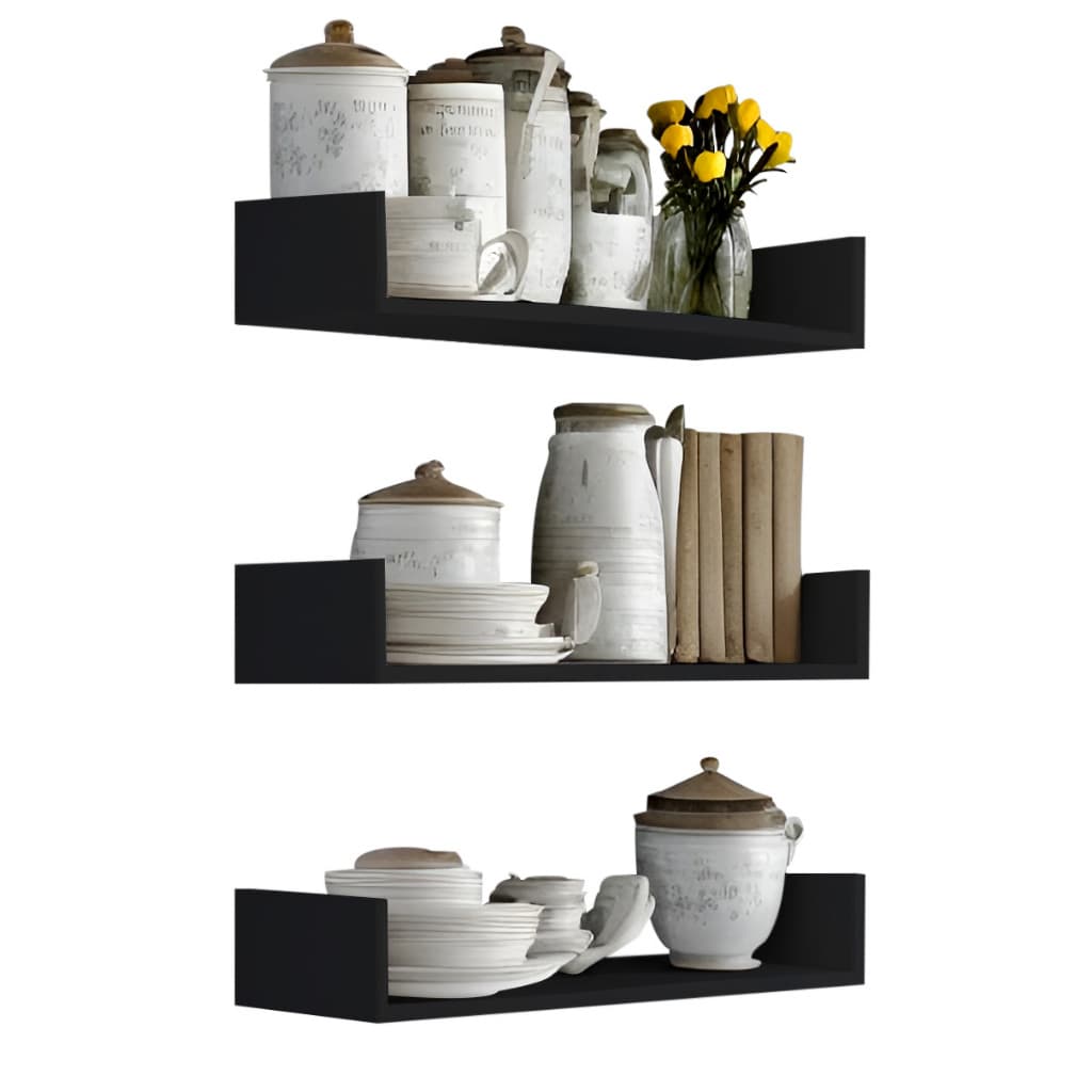 Kit 3 Prateleiras Nicho U Preto ou branco larga Decorar Quarto/ Sala/ Banheiro/ Cozinha
