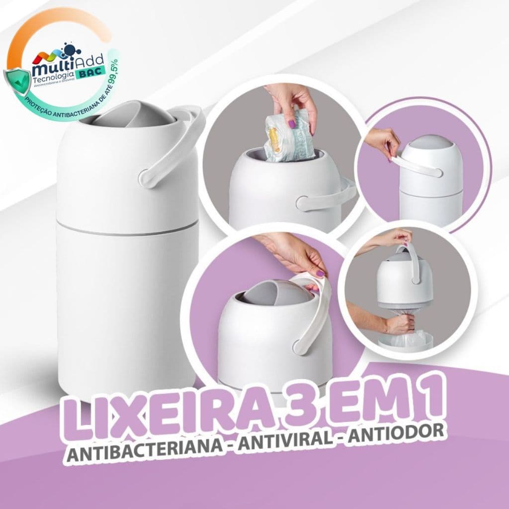 Lixo Lixeira Anti Odor Para Fraldas Quarto Do Bebê Banheiro Casa Cozinha Consultório Pet