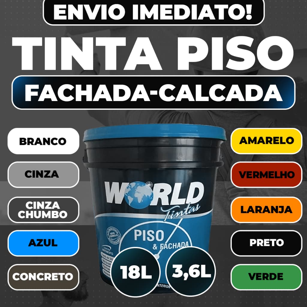 TINTA PISO PREMIUM CALÇADA ESTACIONAMENTO Fachadas Muro Parede Externa 3,6 OU 18 LITROS
