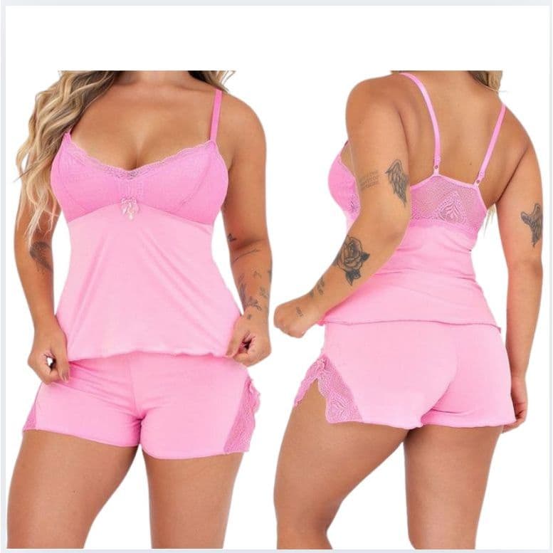 Baby doll shortdoll Pijama  feminino sensual conforto qualidade com detalhes em renda P M G GG