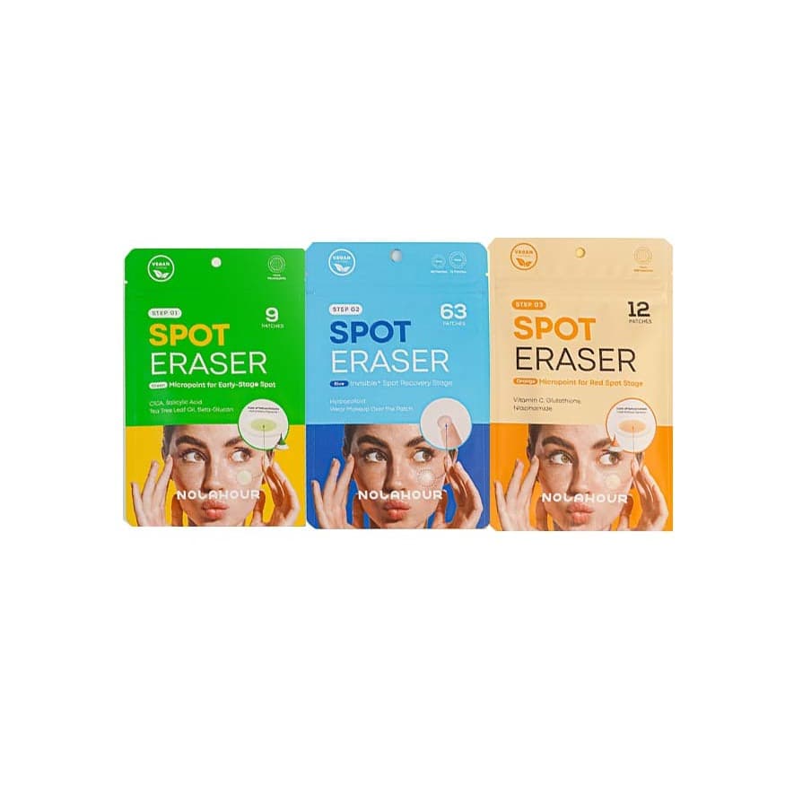 Kit Completo Spot Eraser 3 Passos (green, blue e orange) Adesivos Secativos para Acne Nolahour