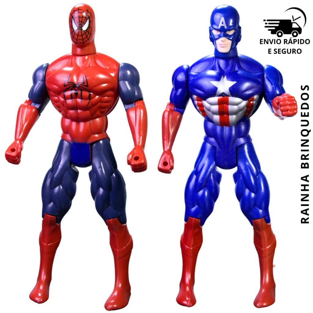 Kit 2 Bonecos Personagem Super Herói Articulável Brinquedo Para Menino 40cm Brinquedo Presente