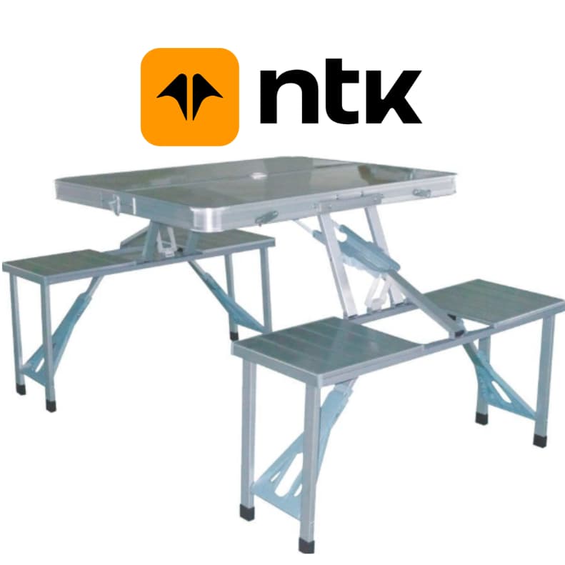 Mesa de Camping Dobrável Nautika Konrad com 4 Banquetas Praia Compacta e Leve