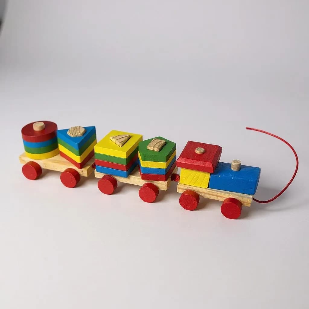 Trenzinho de Madeira Brinquedo Montar e Desmontar Educativo Colorido Montessori Desenvolvimento